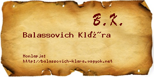 Balassovich Klára névjegykártya